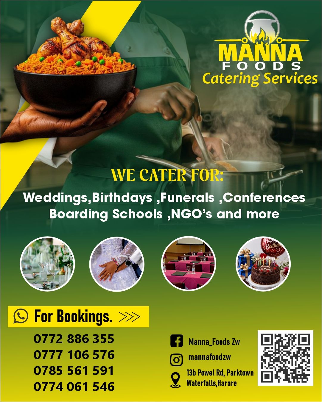 Manna Foods chef preparing fresh catering meals